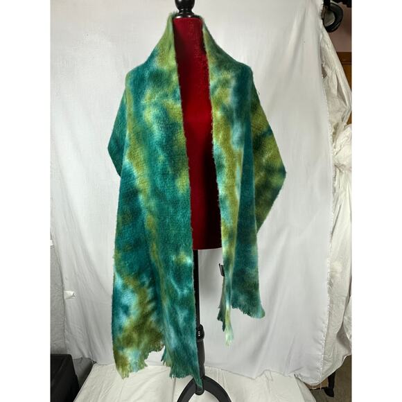 Laundry By Shelli Segal Green Blue Aqua Print Poncho Wrap One Size - Picture 1 of 7